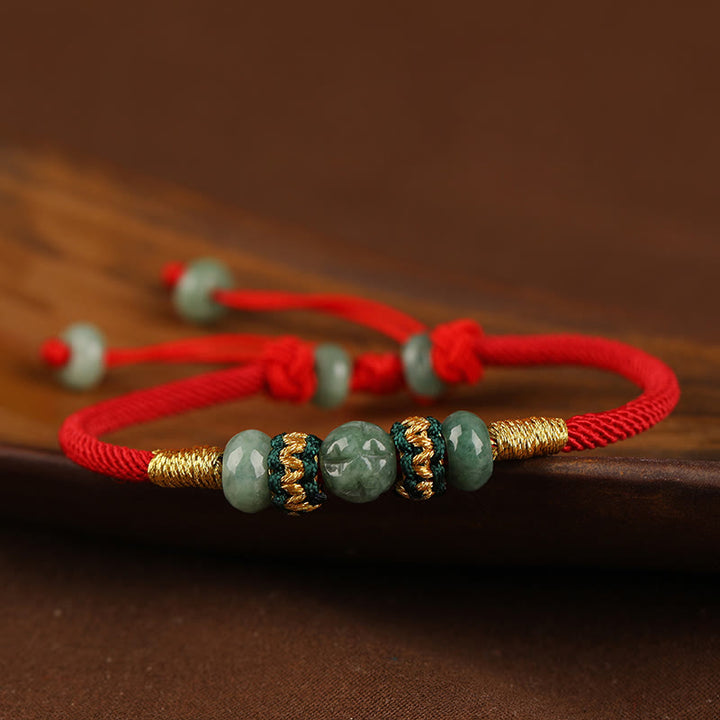 Buddha Stones Jade Abacus Bead Prosperity Red String Rope Bracelet