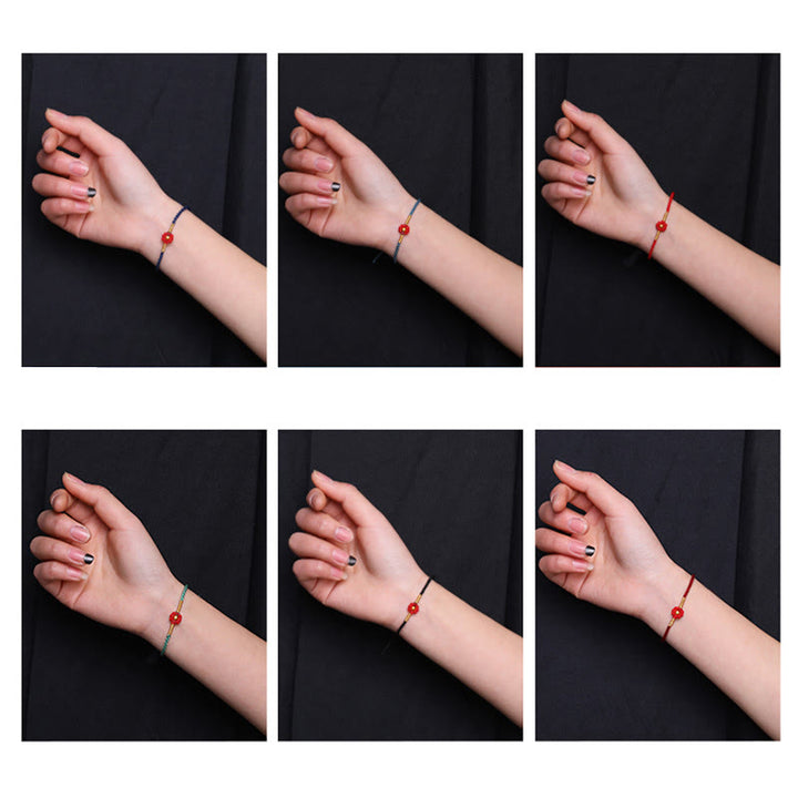 Buddha Stones 999 Gold Mini Bead Handmade Flower Design Luck Protection Rope Bracelet - image 18