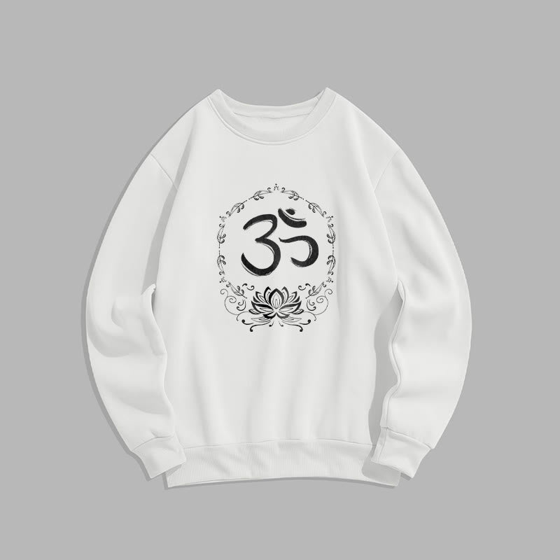 Buddha Stones OM Lotus Design Fleece Lined Polyester Sweatshirt