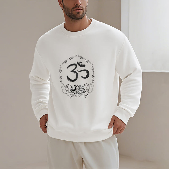 Buddha Stones OM Lotus Design Fleece Lined Polyester Sweatshirt