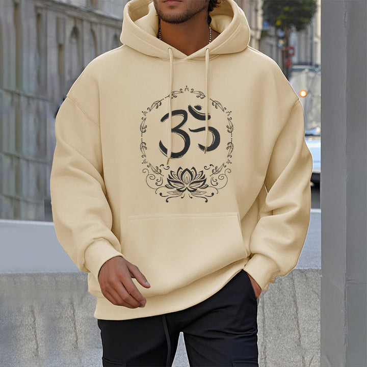 Buddha Stones OM Lotus Sketch Fleece Lined Hoodie