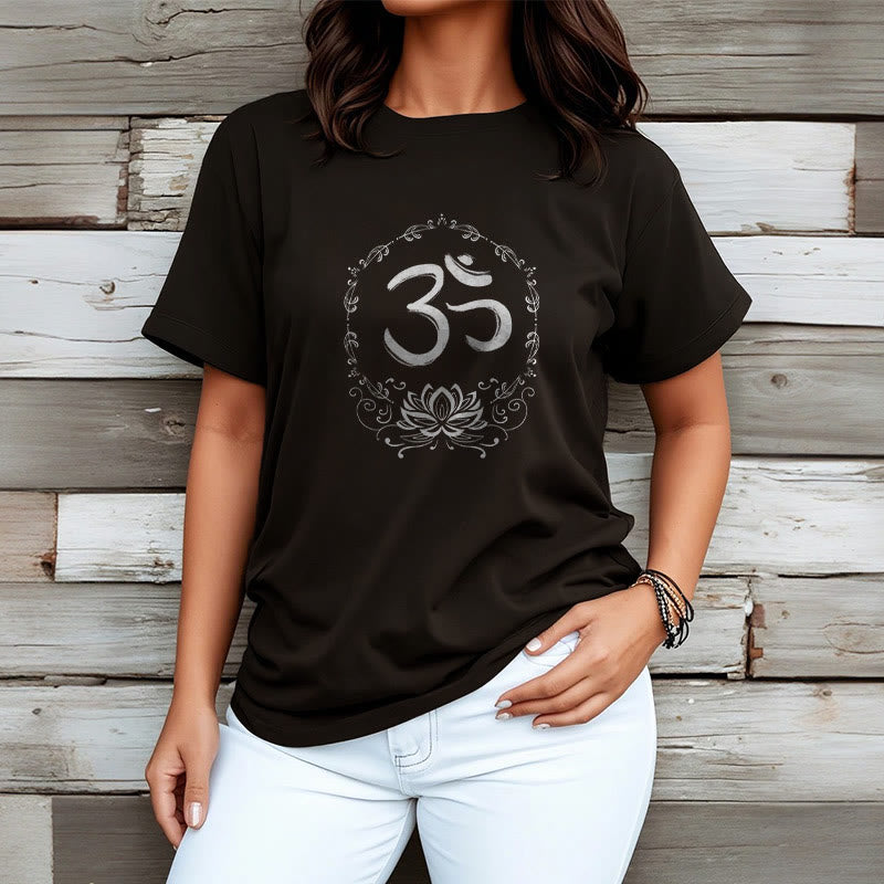Buddha Stones OM Lotus Sketch Cotton Tee T-shirt - image 3