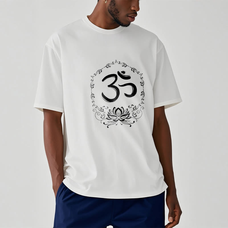 Buddha Stones OM Lotus Sketch Cotton Tee T-shirt