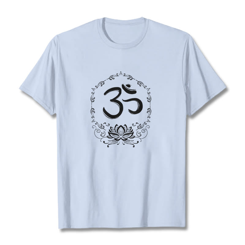 Buddha Stones OM Lotus Sketch Cotton Tee T-shirt