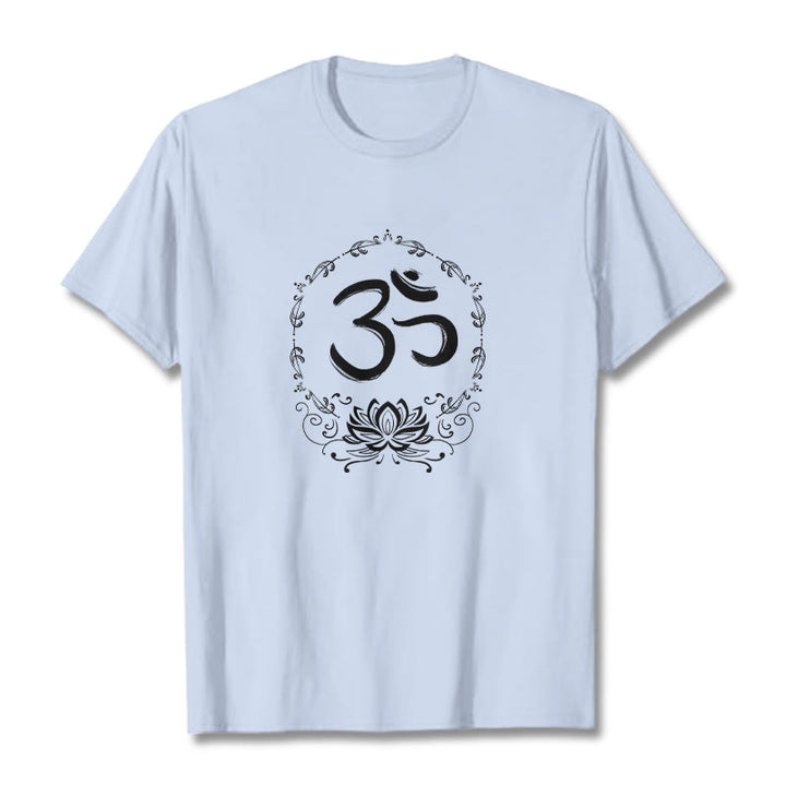 Buddha Stones OM Lotus Sketch Cotton Tee T-shirt