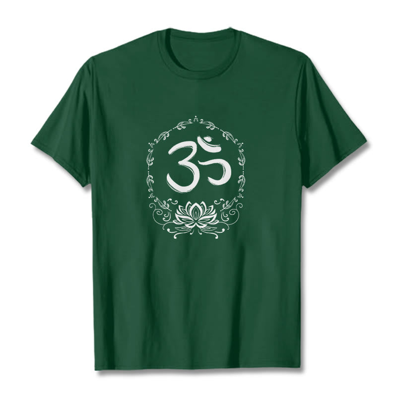 Buddha Stones OM Lotus Sketch Cotton Tee T-shirt