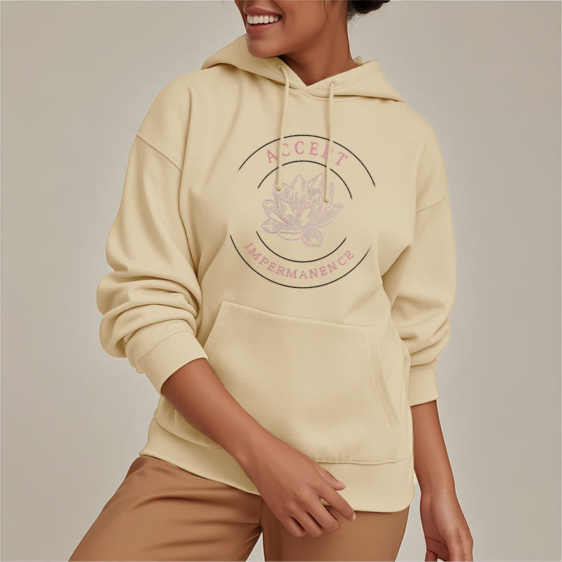 Buddha Stones Lotus Accept Impermanence Fleece Lined Hoodie