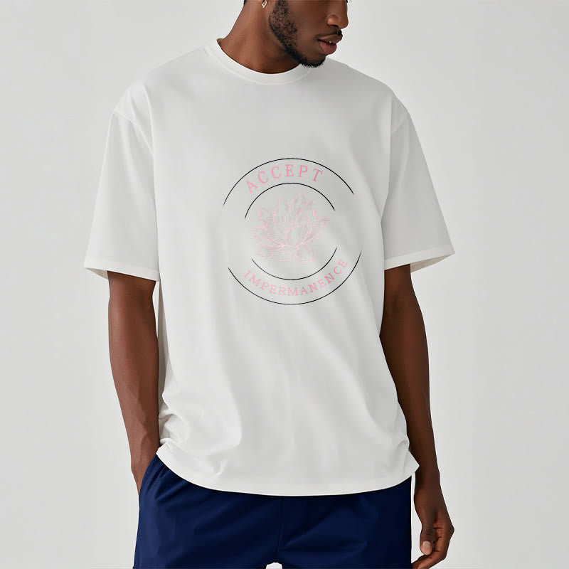 Buddha Stones  Lotus Accept Impermanence Cotton Tee T-shirt - image 13