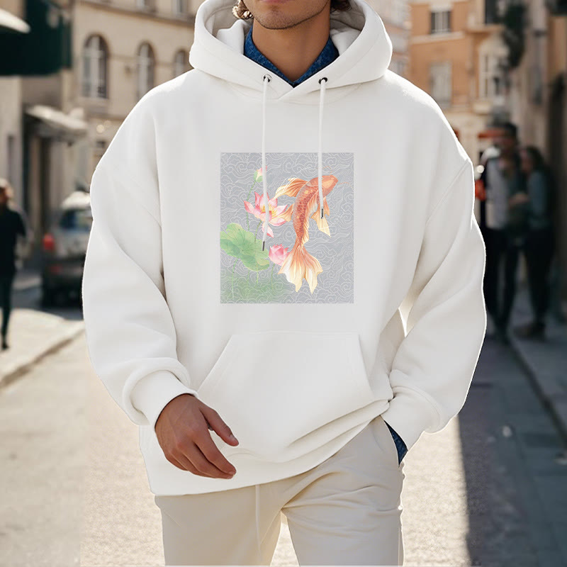 Buddha Stones Koi Fish Lotus Design Fleece Lined Hoodie - image 14
