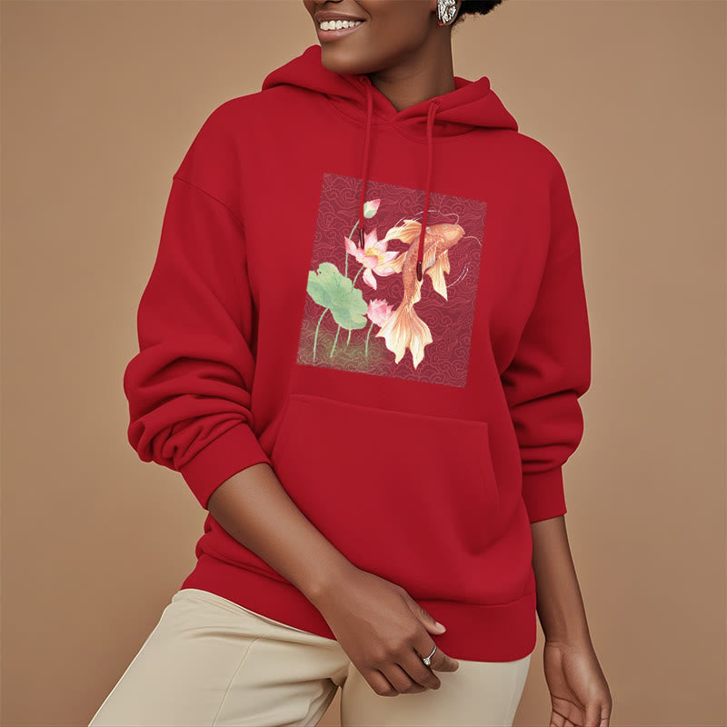 Buddha Stones Koi Fish Lotus Design Fleece Lined Hoodie - image 11