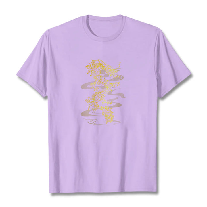 Buddha Stones Golden Dragon Cotton Tee T-shirt