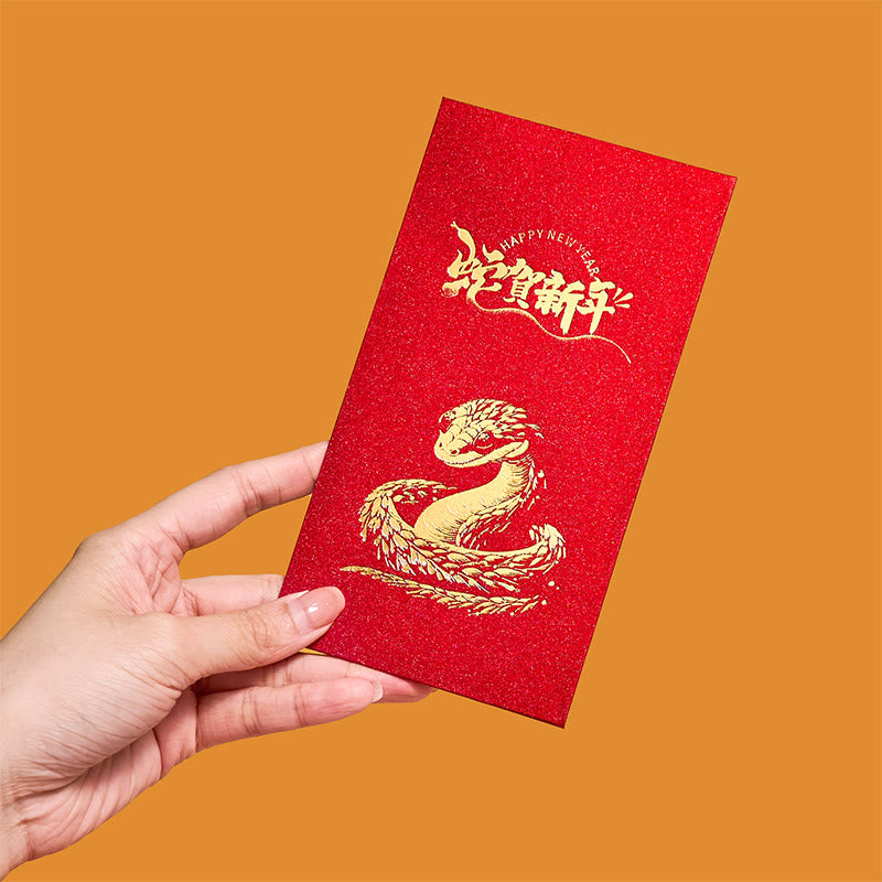 Buddha Stones 6Pcs Chinese Red Envelope Year of the Snake Lucky Money Envelopes 2025 New Year