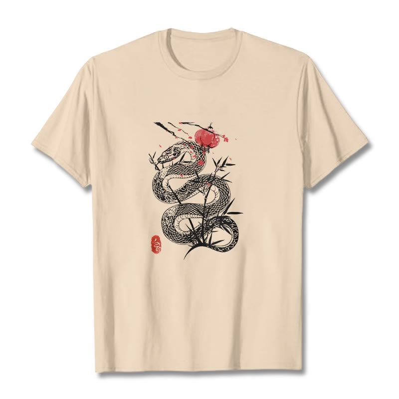 Buddha Stones Lantern Bamboo Leaves Snake Design Cotton Tee T-shirt - image 12