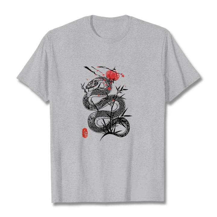 Buddha Stones Lantern Bamboo Leaves Snake Design Cotton Tee T-shirt - image 11
