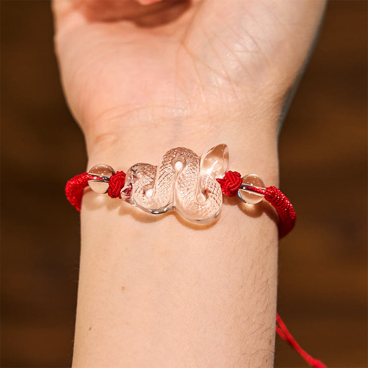 Buddha Stones White Crystal String Year Of The Snake Healing Bracelet