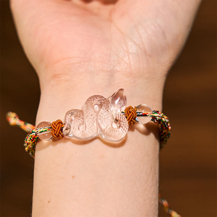 Buddha Stones White Crystal String Year Of The Snake Healing Bracelet