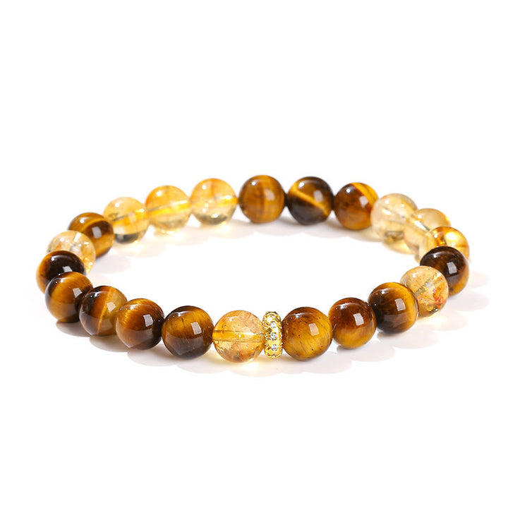 Buddha Stones Natural Tiger Eye Citrine Beads Strength Bracelet