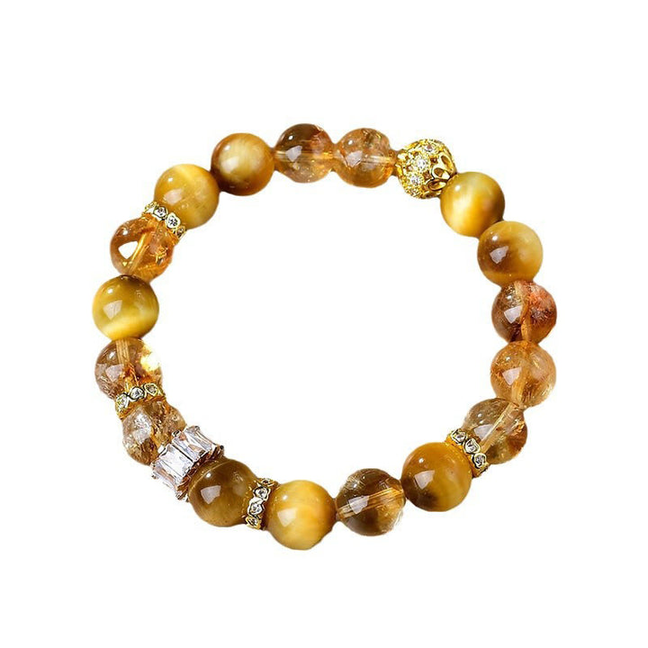 Buddha Stones Natural Tiger Eye Citrine Beads Strength Courage Bracelet