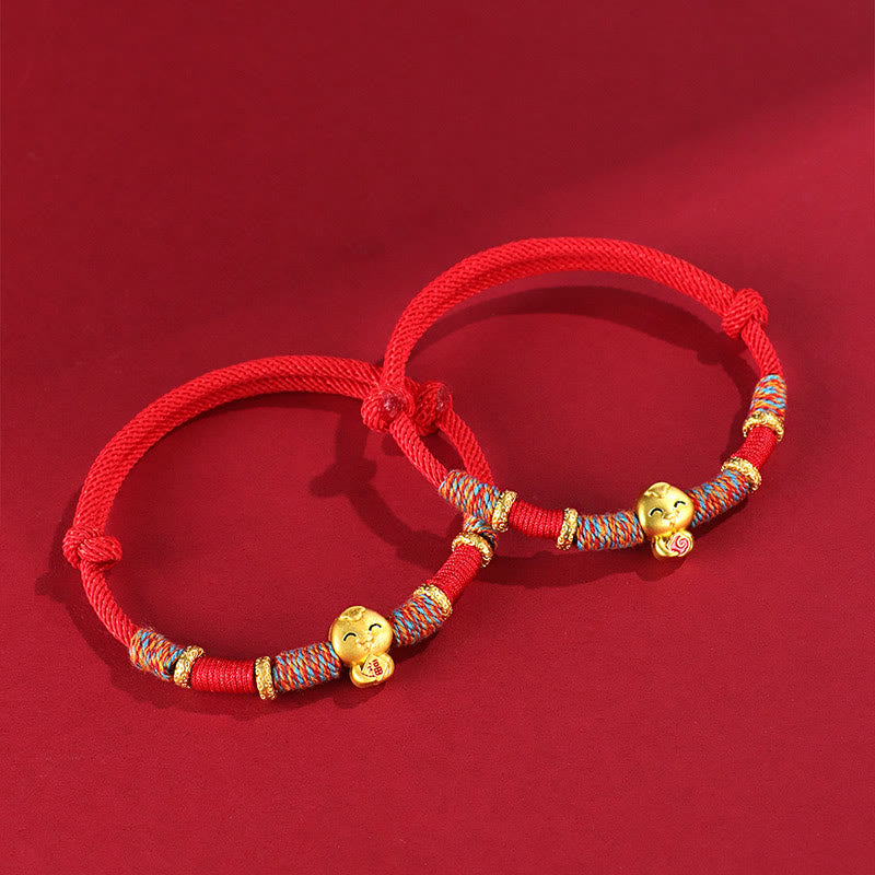 Buddha Stones Handmade Red String Copper Year Of Snake Protection Braided Bracelet