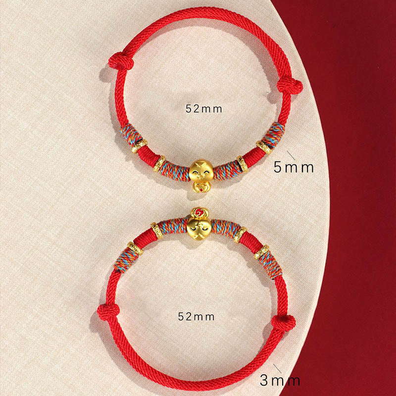 Buddha Stones Handmade Red String Copper Year Of Snake Protection Braided Bracelet