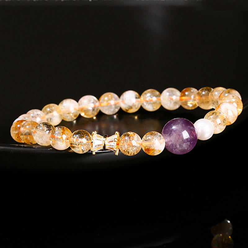 Buddha Stones Natural Citrine Amethyst Prosperity Bracelet