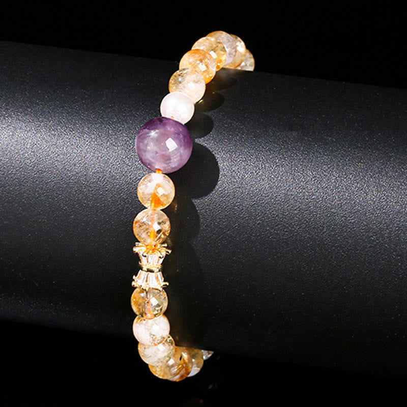 Buddha Stones Natural Citrine Amethyst Prosperity Bracelet