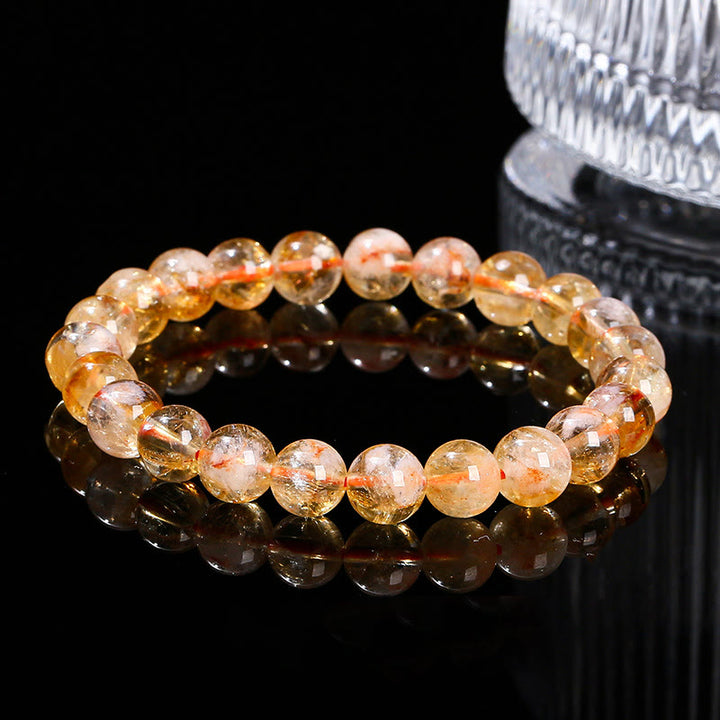 Buddha Stones Natural Citrine Snowflake Crystal Prosperity Bracelet