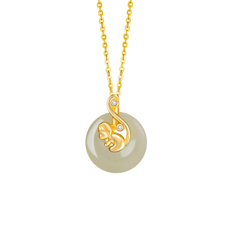 Buddha Stones Chinese Zodiac Hetian Jade 925 Sterling Silver Abundance Necklace Pendant - Hetian Jade 925 Sterling Silver-Monkey - image 26