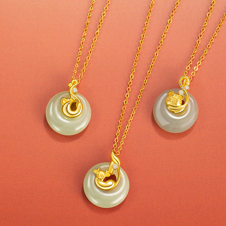 Buddha Stones Chinese Zodiac Hetian Jade 925 Sterling Silver Abundance Necklace Pendant - image 31