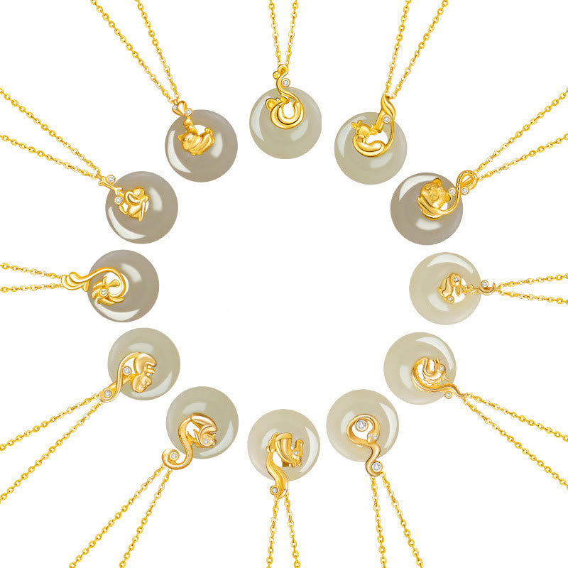 Buddha Stones Chinese Zodiac Hetian Jade 925 Sterling Silver Abundance Necklace Pendant - image 30