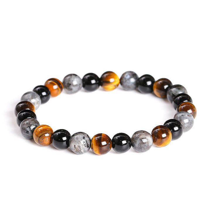 Buddha Stones Tiger Eye Black Glitter Stone Black Glass Beads Snowflake Obsidian Lava Rock Rhodonite Protection Bracelet