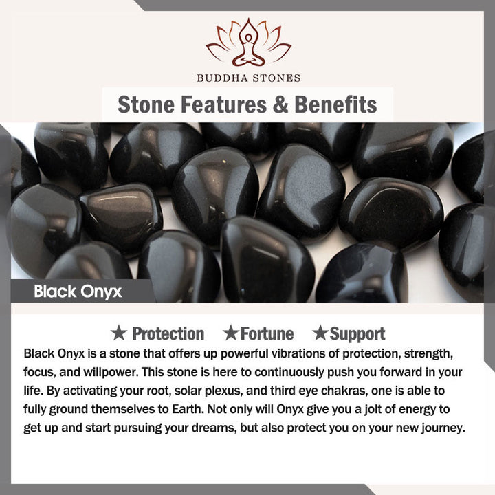 Buddha Stones 3Pcs Black Onyx Tiger Eye African Bloodstone Protection Support Set