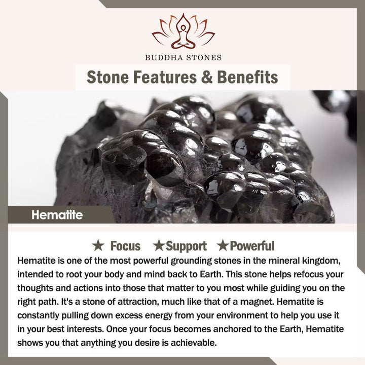 Buddha Stones Natural Hematite Tiger Eye Stones Support Bracelet
