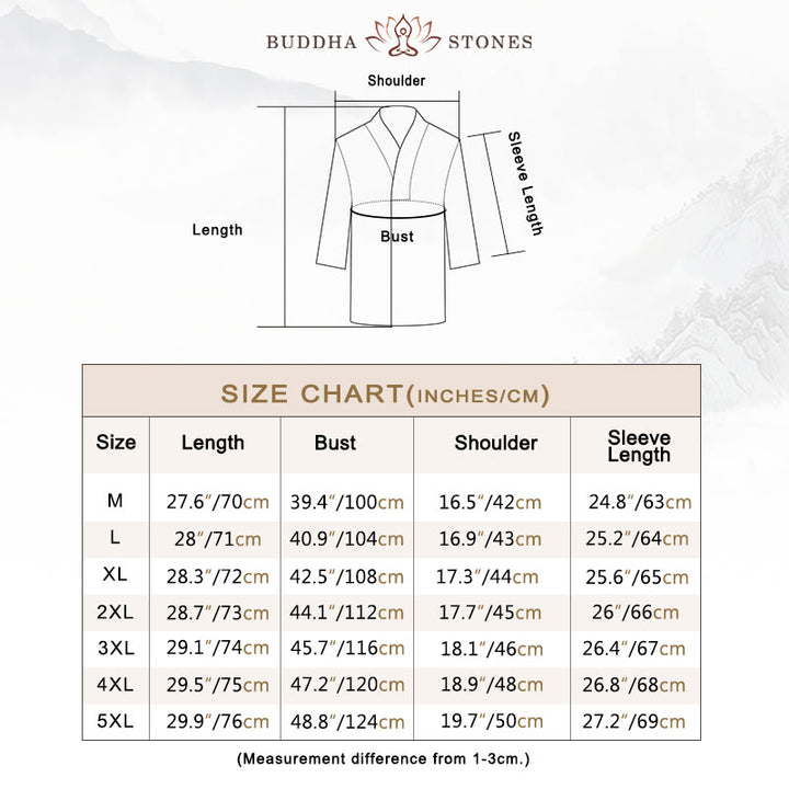 Buddha Stones Casual V-Neck Long Sleeve Shirt Linen Men Clothing - image 5