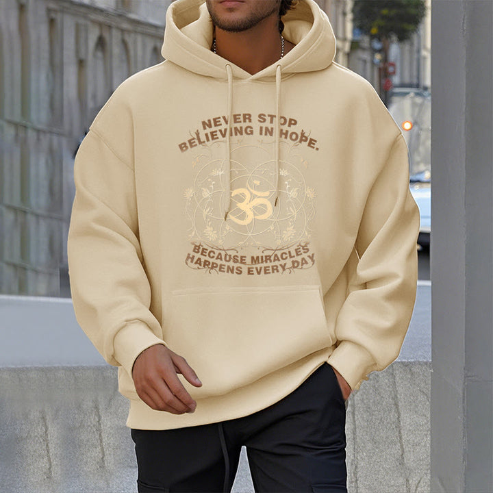 Buddha Stones Never Stop Believing In Hope Om Lotus Design Fleece Lined Hoodie