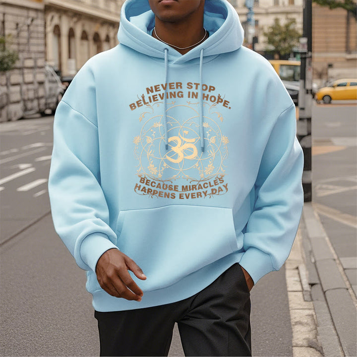 Buddha Stones Never Stop Believing In Hope Om Lotus Design Fleece Lined Hoodie