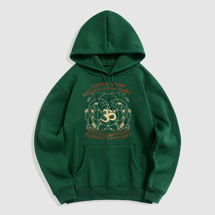 Buddha Stones Never Stop Believing In Hope Om Lotus Design Fleece Lined Hoodie