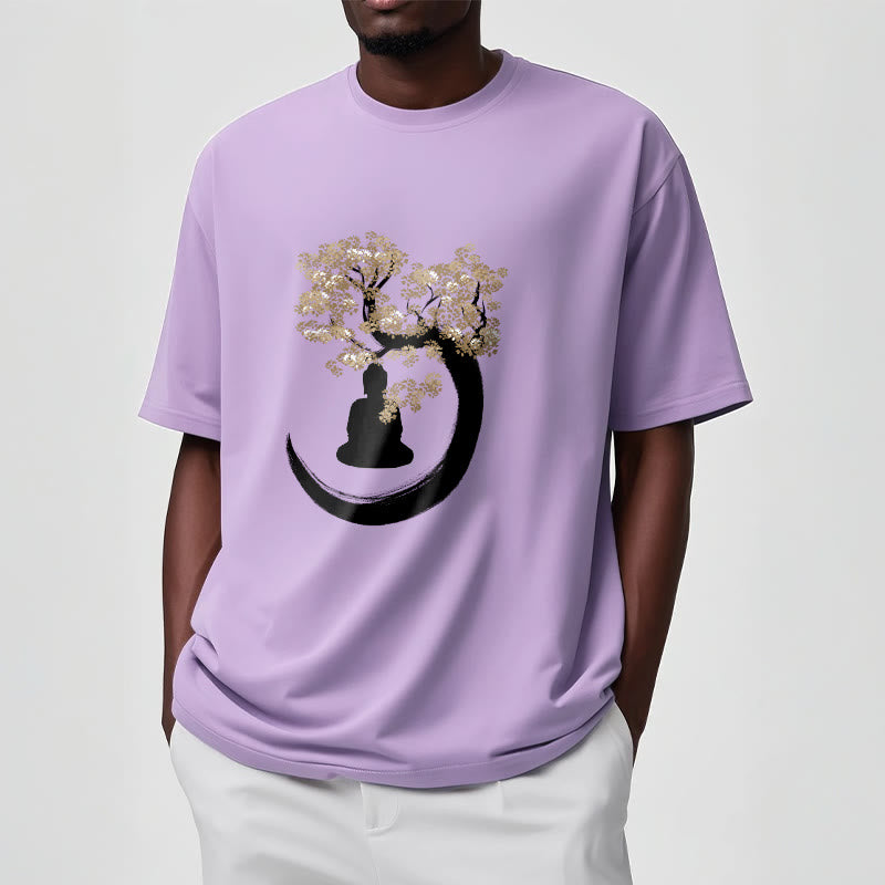 Buddha Stones Buddha Sitting Under The Tree Cotton Tee T-shirt