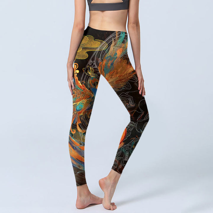 Buddha Stones Vibrant Phoenix Gym Leggings Women's Yoga Pants