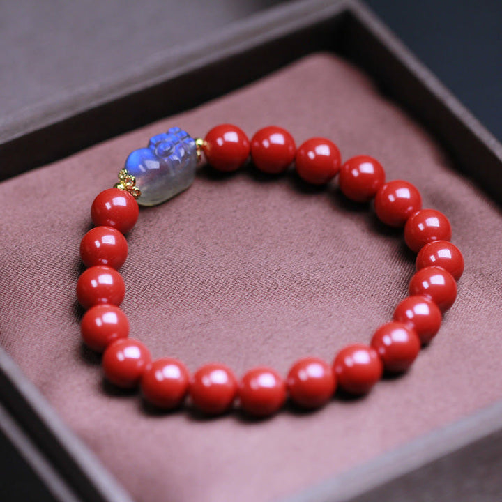 Buddha Stones Cinnabar Moonstone PiXiu Blessing Bracelet