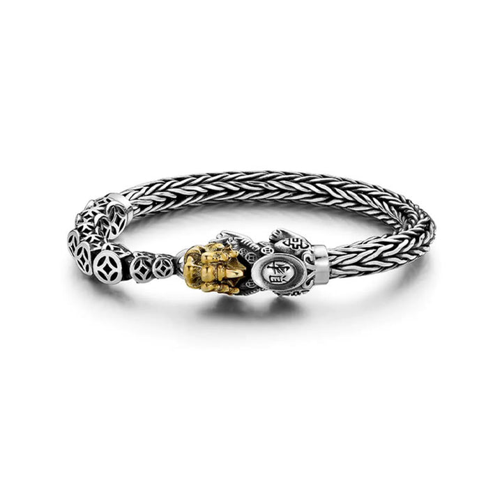 Buddha Stones 925 Sterling Silver PiXiu Copper Coins Ingot Wealth Bracelet Bangle - image 2