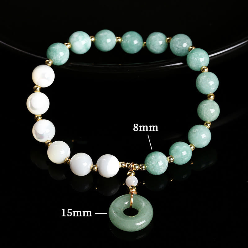 Buddha Stones Jade Trochus Horseshoe Snail Peace Buckle Charm Abundance Bracelet