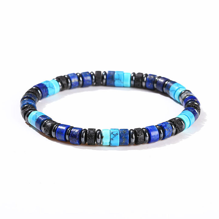 Buddha Stones Hematite Turquoise Lazurite Lapis Lazuli Lava Rock Black Glitter Stone Support Bracelet - image 1