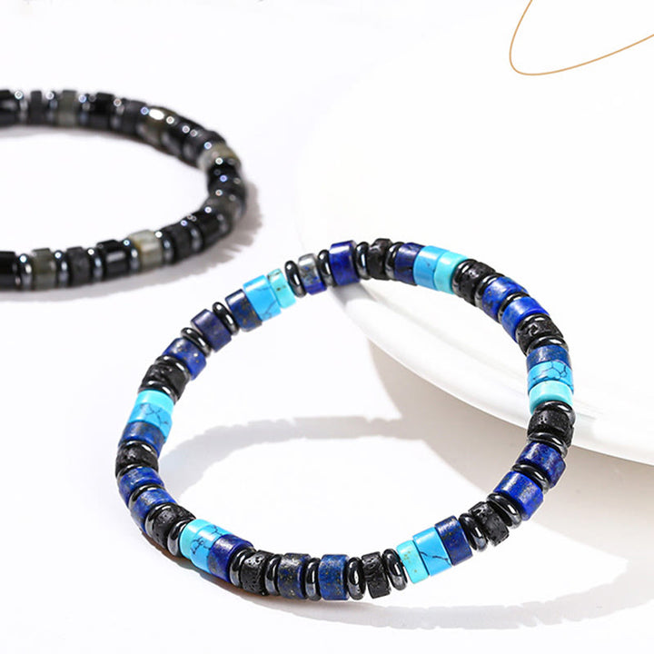 Buddha Stones Hematite Turquoise Lazurite Lapis Lazuli Lava Rock Black Glitter Stone Support Bracelet - image 9