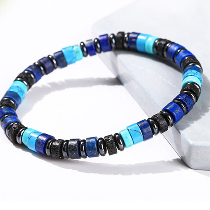 Buddha Stones Hematite Turquoise Lazurite Lapis Lazuli Lava Rock Black Glitter Stone Support Bracelet - image 4