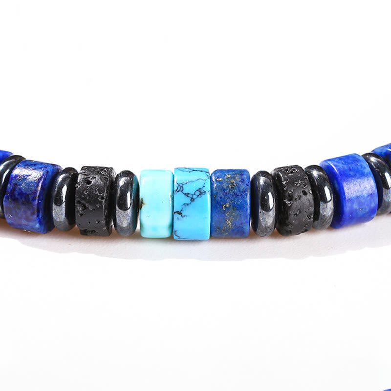 Buddha Stones Hematite Turquoise Lazurite Lapis Lazuli Lava Rock Black Glitter Stone Support Bracelet - image 8