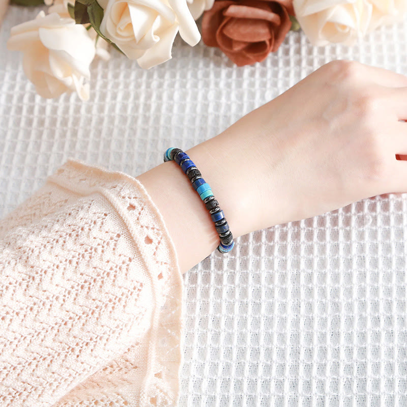 Buddha Stones Hematite Turquoise Lazurite Lapis Lazuli Lava Rock Black Glitter Stone Support Bracelet - image 5