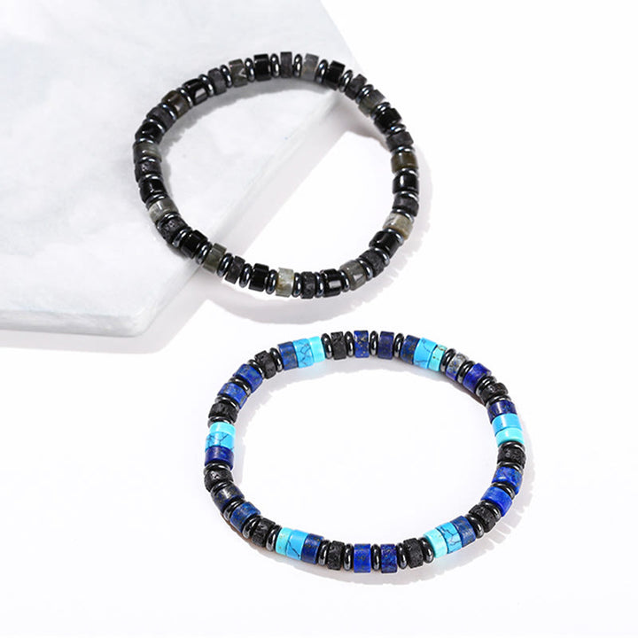 Buddha Stones Hematite Turquoise Lazurite Lava Rock Black Glitter Stone Support Bracelet