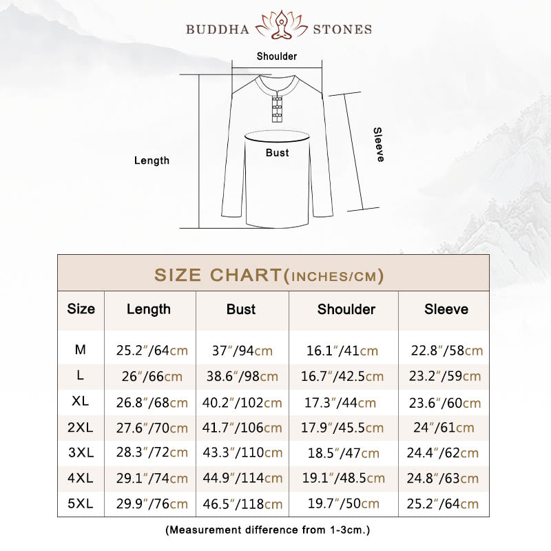 Buddha Stones Pure Color Cotton Linen Long Sleeve Top Pants Clothing Men's Set - image 6