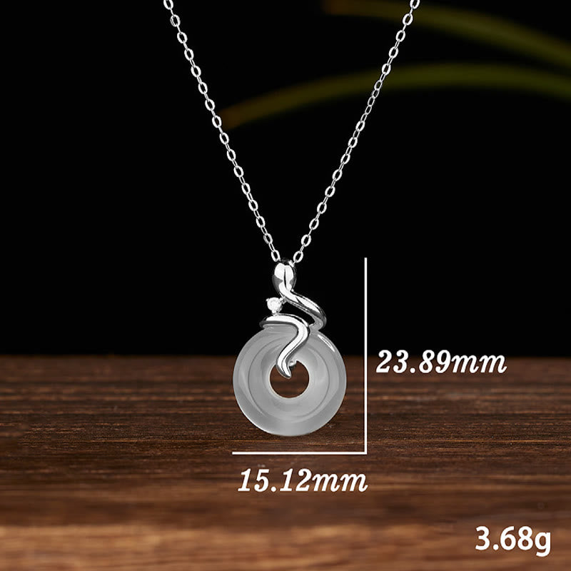 Buddha Stones 925 Sterling Silver Year Of The Snake Chalcedony Peace Buckle Positive Necklace Pendant - image 8